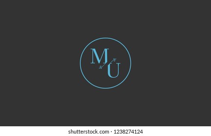 LETTER M AND U FLOWER LOGO WITH CIRCLE FRAME FOR LOGO DESIGN OR ILLUSTRATION USE