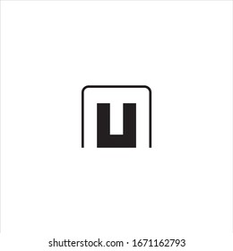  letter M and U linked logo design minimalist concept