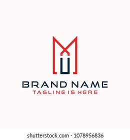 Letter M U logo icon design template elements