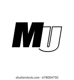 letter M and U logo overlapping black negative