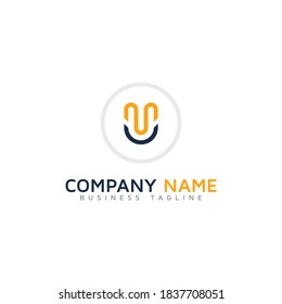 letter m and u logo template design