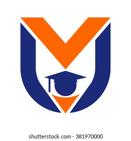 letter m and u logo vector.