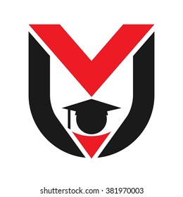 letter m and u logo vector. graduation logo.