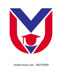 letter m and u logo vector.