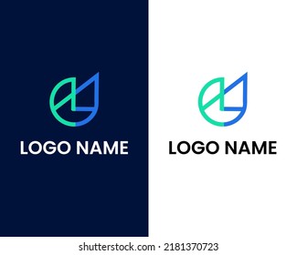 letter m and u modern logo design template
