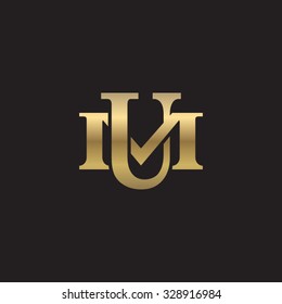 letter M and U monogram golden logo