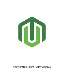 letter M U polygon logo icon vector graphic design