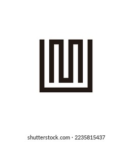 Letter M and U square, curve geometric symbol simple logo vector