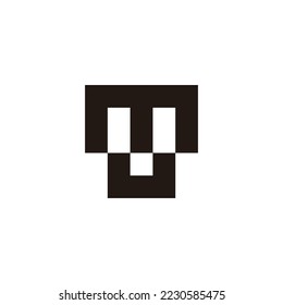 Letter m and U square, outline geometric symbol simple logo vector