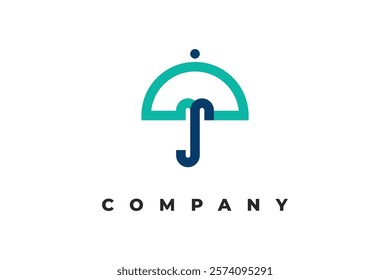 letter m and umbrella minimal logo design