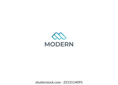 Letra m diseño único color azul logotipo creativo