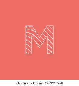 letter M uppercase logo with curved lines inside
