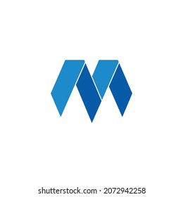 letter m v 3d flat colorful shadow logo vector