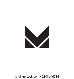 
letter M and V direction simple symbol logo vector