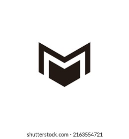 Letter M and v heart geometric symbol simple logo vector