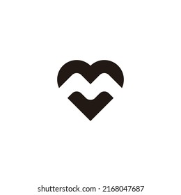 Letter M and v heart geometric symbol simple logo vector