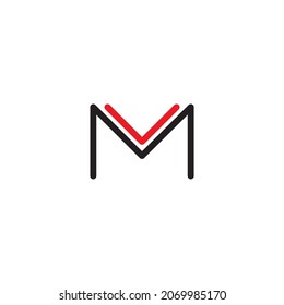
letter M and v line simple symbol logo vector