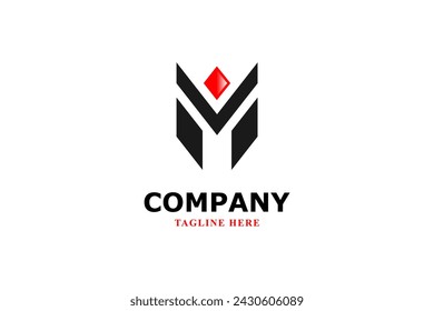 letter m and v logo and warrior helmet