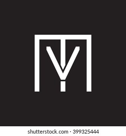 letter M and V monogram square shape logo white black background