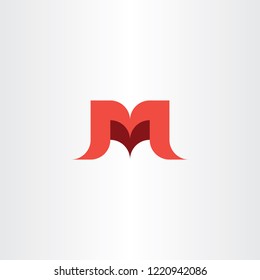 letter m and v red logo mv icon 