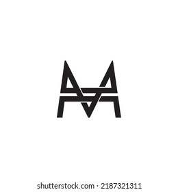 letter m v simple stripes geometric linked line logo vector