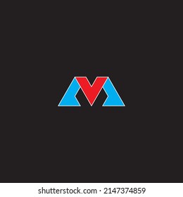 
Buchstaben M und V mit einfachem Symbol-Logo, Vektorgrafik