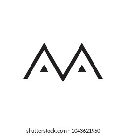 letter m v and triangle object logo 