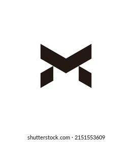 Letter M and V two gems simple symbol logo vector