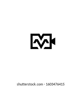 letter M V video logo design vector template sign icon