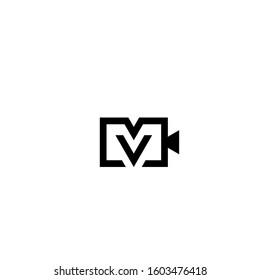 letter M V video logo design vector template sign icon