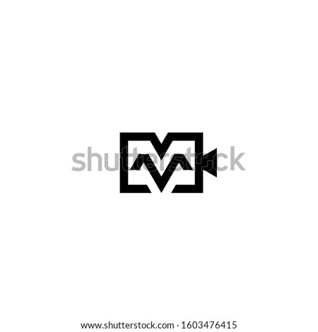 letter M V video logo design vector template sign icon
