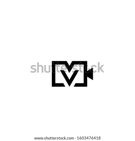 letter M V video logo design vector template sign icon