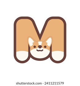 A letter M vector cute corgi dog