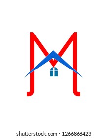 Letter M vector with home logo