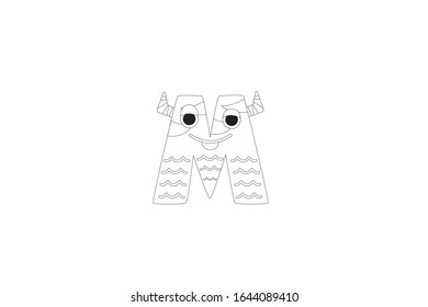 Ilustración de esquema de icono vectorial de letra M