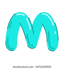 Letter M vector illustration, cute colorful children's alphabet, childish alphabet m font in cartoon style