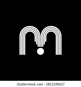 Letter M vector line dot logo design template. Unique modern minimalist white logotype symbol