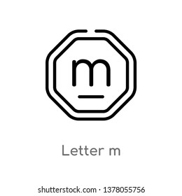 letter m vector line icon. Simple element illustration. letter m outline icon from signaling concept. Can be used for web and mobile