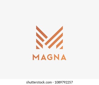 Letter M vector line logo design. Creative minimalism logotype icon symbol.