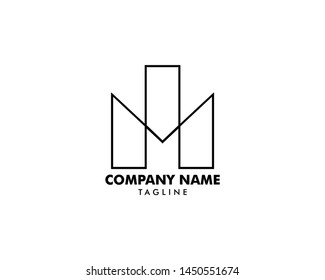 Letter M vector line logo design