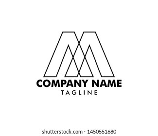 Letter M vector line logo design