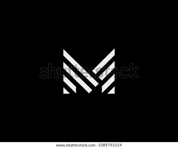 文字mのベクター画像線のロゴデザイン クリエイティブミニマリズムのロゴアイコンシンボル のベクター画像素材 ロイヤリティフリー