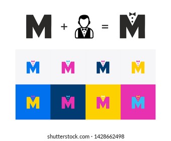 Letter M vector logo design - Waiter service - Premium business logotype. Graphic alphabet symbol for corporate business identity - Vector