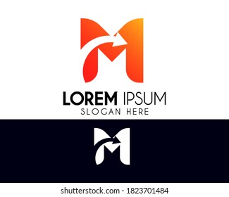 Letter M vector logo design. Arrow icon concept. Modern logo for brand identity. Creative symbol element or template