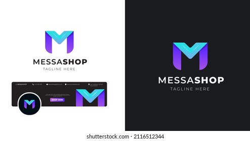 Letter M vector logo design with  modern gradient color for company business or personal branding