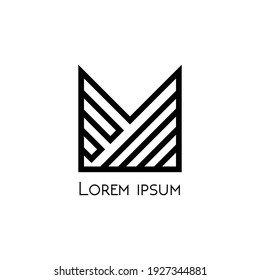 Logotipo vectorial de la letra M con símbolo monocromo mínimo creativo lineal. Logo del alfabeto gráfico para corporaciones empresariales premium