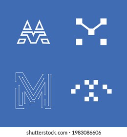 letter m vector logo set. block chain logo se