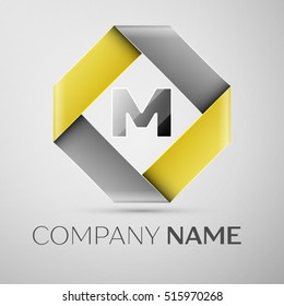 Letter M vector logo symbol in the colorful rhombus. Vector template for your design