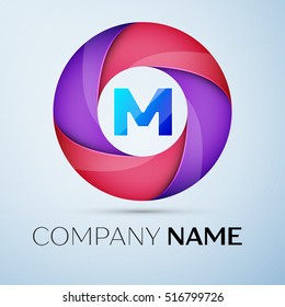 Letter M vector logo symbol in the colorful circle. Vector template for your design