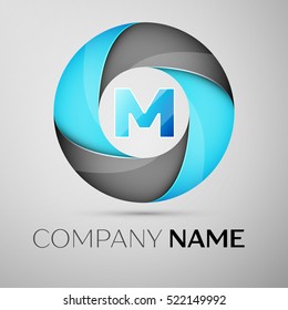 Letter M vector logo symbol in the colorful circle. Vector template for your design
